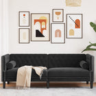 Three-seater Chesterfield style sofa with bolsters velvet black