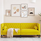Three-seater Chesterfield style sofa with bolsters velvet yellow