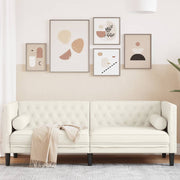 Driezitsbank 194 cm fluweel crèmekleur