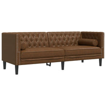 Driezitsbank Chesterfield-stijl met bolsters kunstsuède bruin