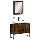 2-Piece Bathroom Cabinet Set Engineered Wood Smoked Oak