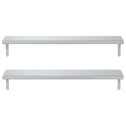 Wandschappen 2 st 100x23,5 cm roestvrijstaal zilverkleurig