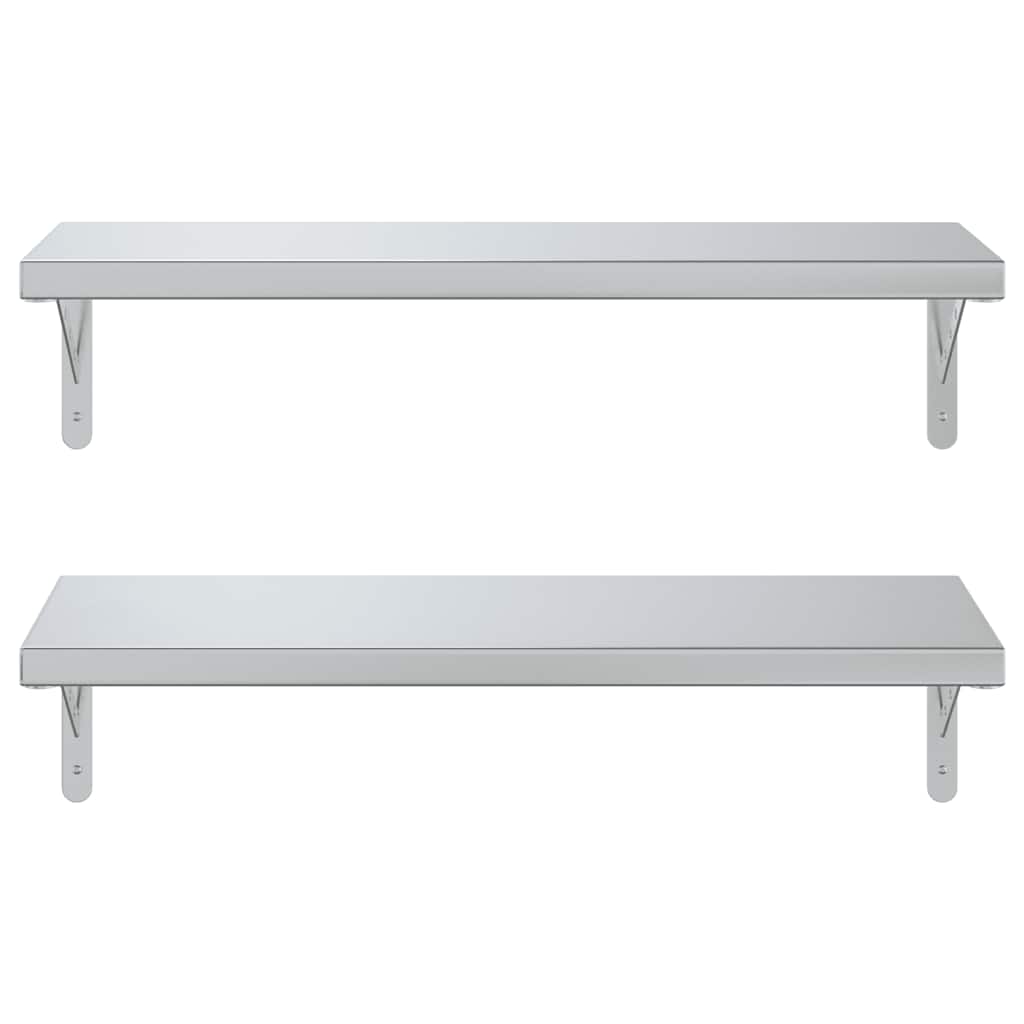 Wandschappen 2 St Roestvrijstaal Kleurig 75 x 30 cm Zilver