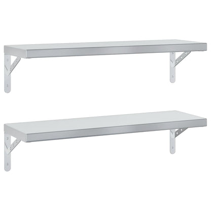 Wandschappen 2 st 75x23,5 cm roestvrijstaal zilverkleurig