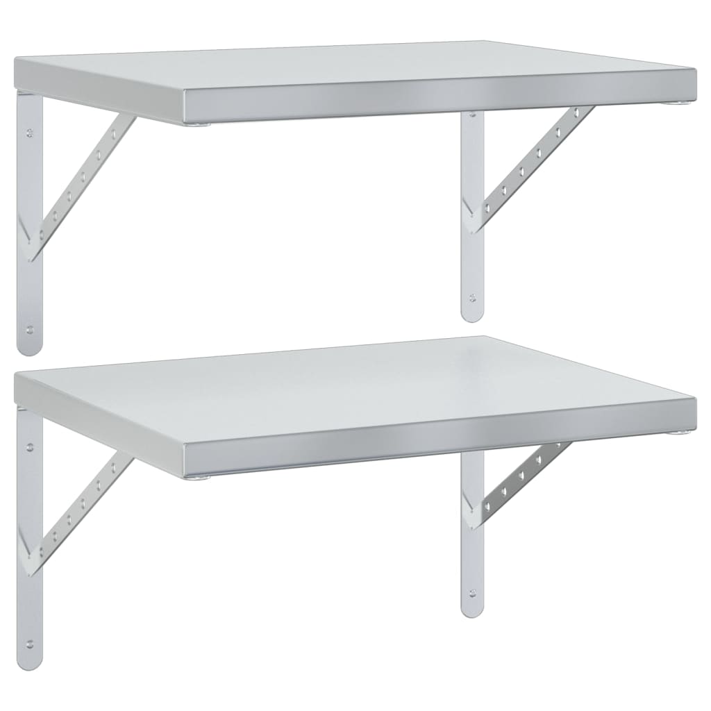 Wandschappen 2 st 50x40 cm roestvrijstaal zilverkleurig