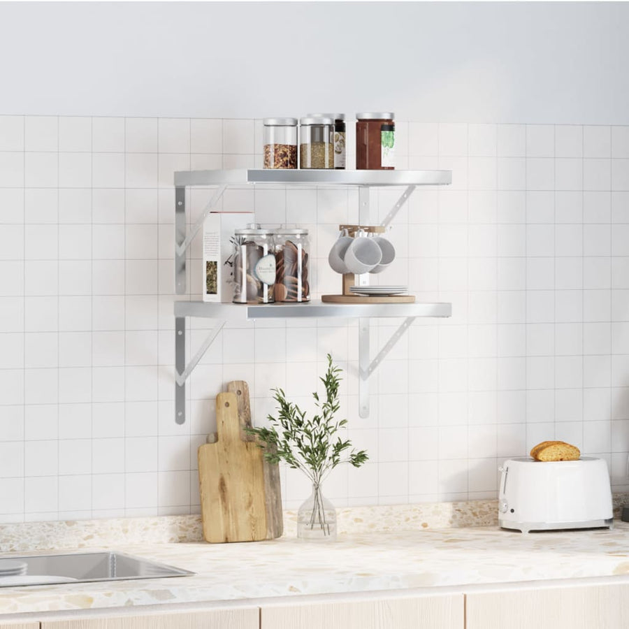 Wandschappen 2 st 50x40 cm roestvrijstaal zilverkleurig