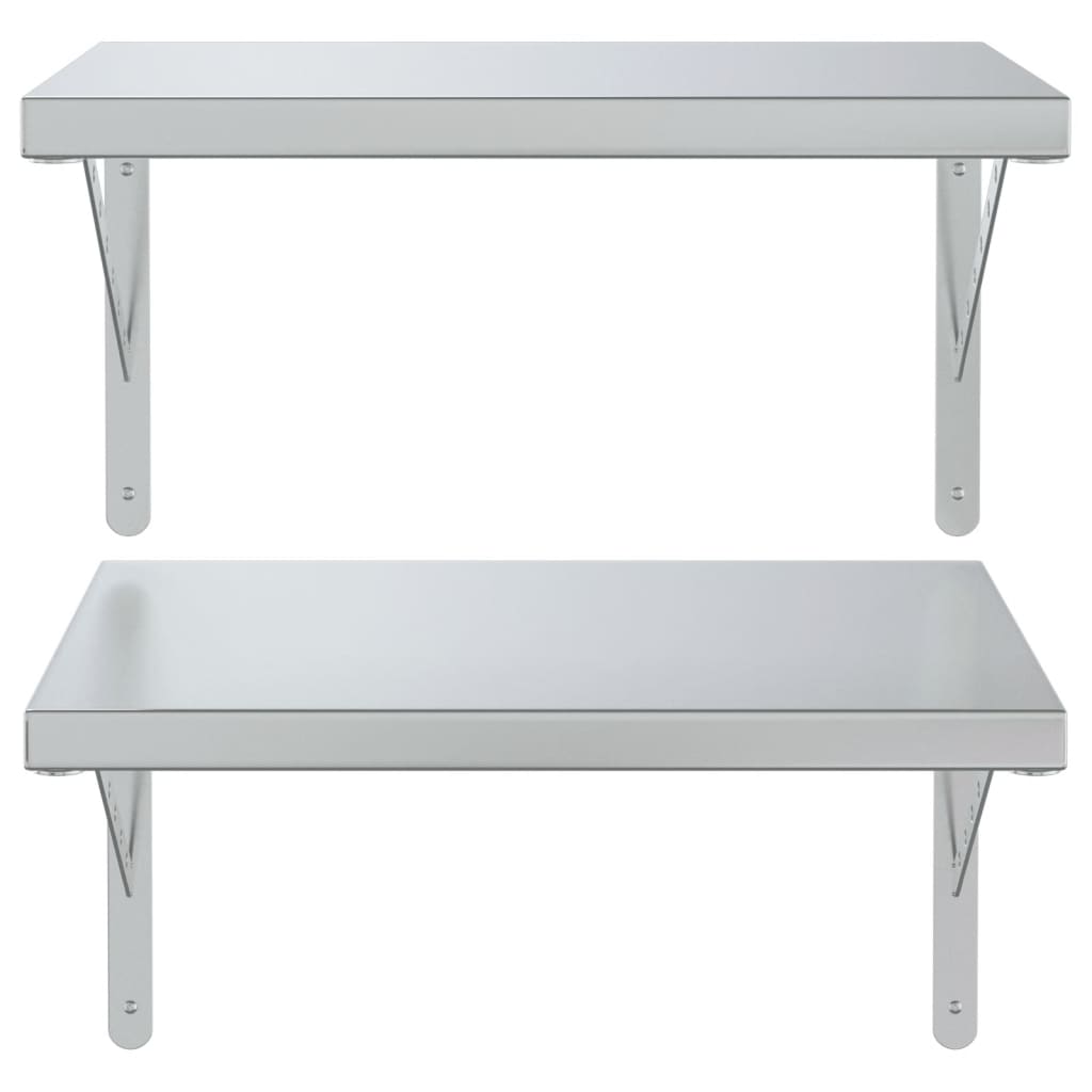 Wandschappen 2 st 50x40 cm roestvrijstaal zilverkleurig
