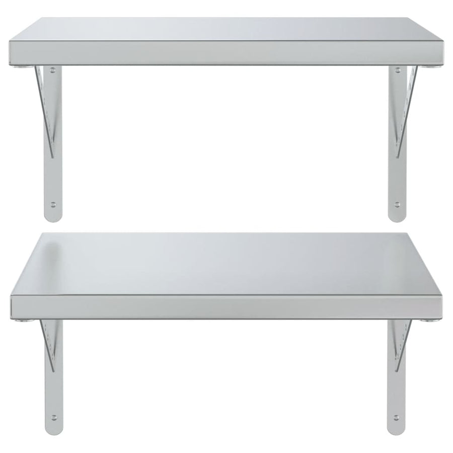 Wandschappen 2 st 50x40 cm roestvrijstaal zilverkleurig