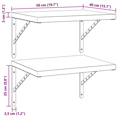 Wandschappen 2 st 50x40 cm roestvrijstaal zilverkleurig