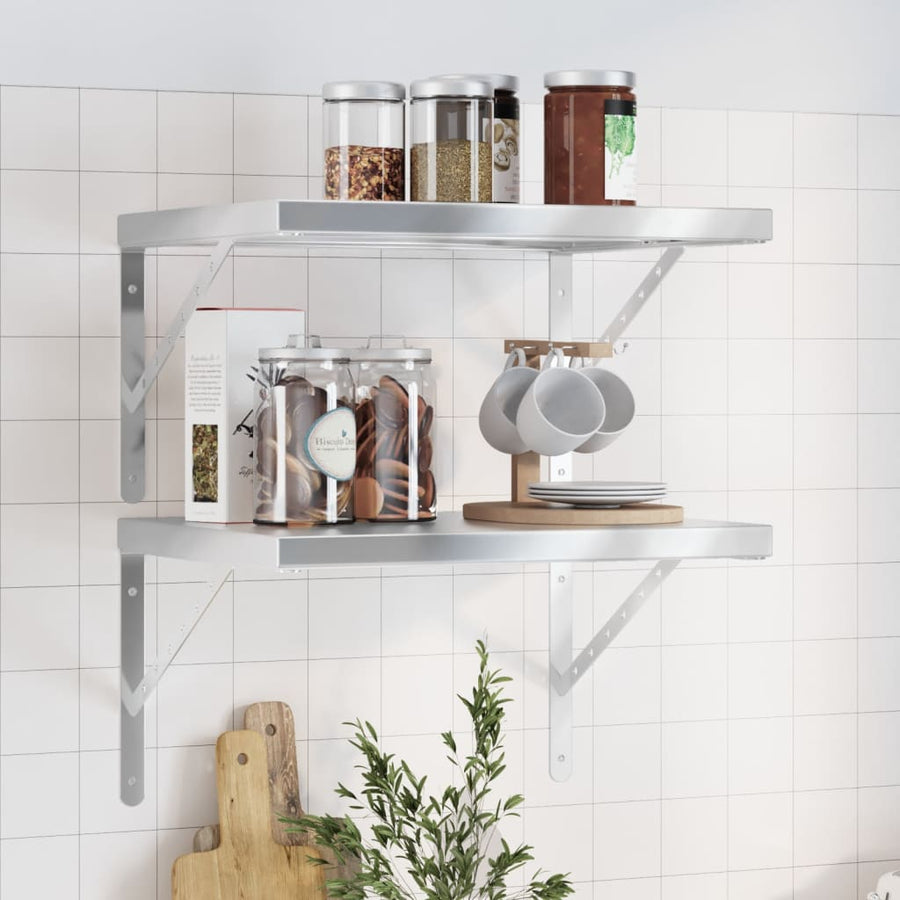 Wandschappen 2 st 50x40 cm roestvrijstaal zilverkleurig