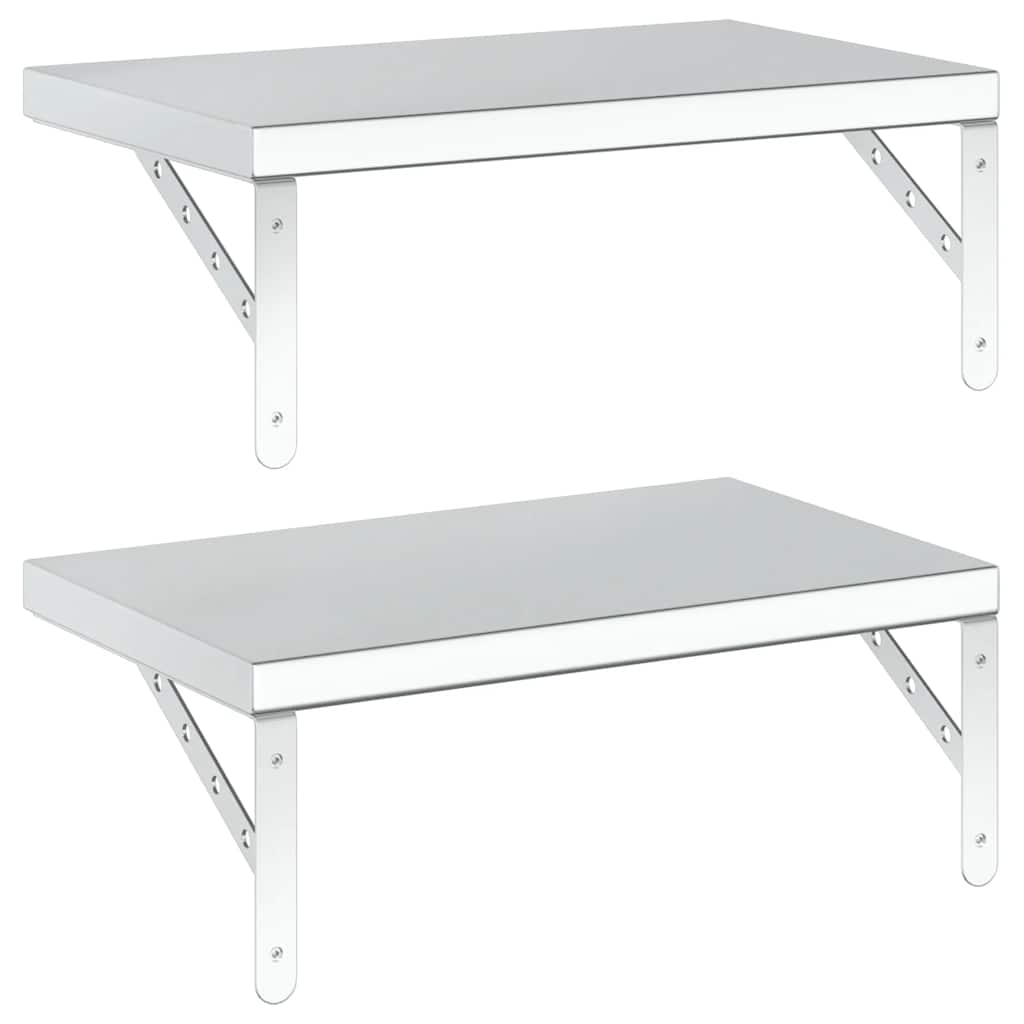 Wandschappen 2 St Roestvrijstaal Kleurig 50 x 30 cm Zilver
