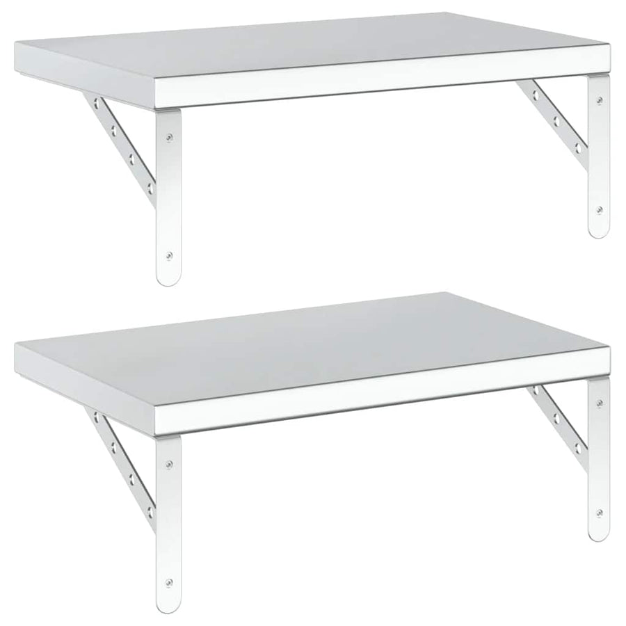 Wandschappen 2 St Roestvrijstaal Kleurig 50 x 30 cm Zilver
