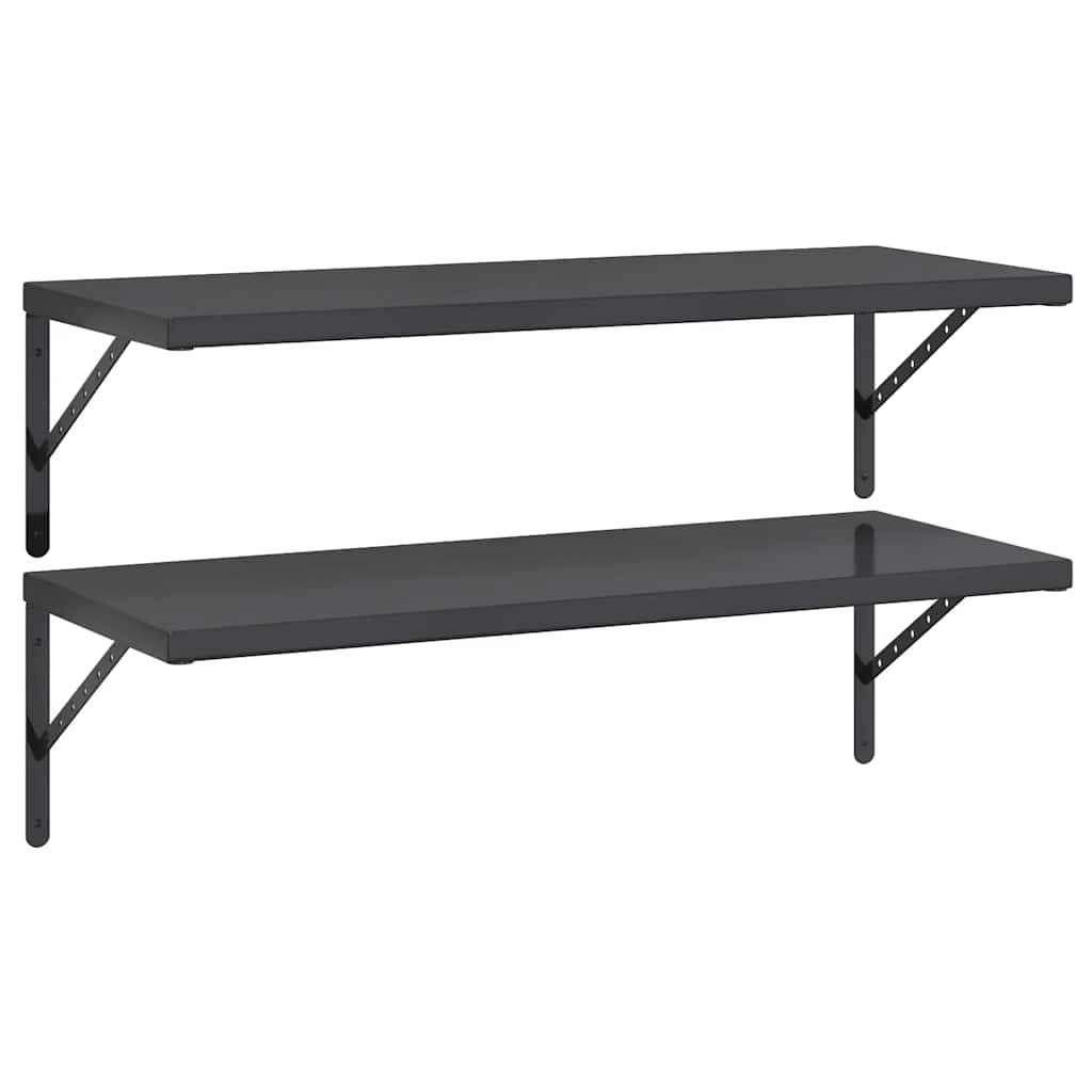 Wandschappen 2 St Roestvrijstaal 100 x 40 cm Zwart