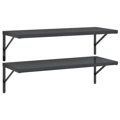 Wandschappen 2 St Roestvrijstaal 100 x 40 cm Zwart
