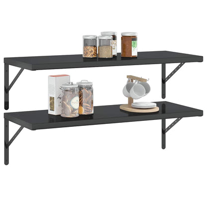 Wandschappen 2 St Roestvrijstaal 100 x 40 cm Zwart