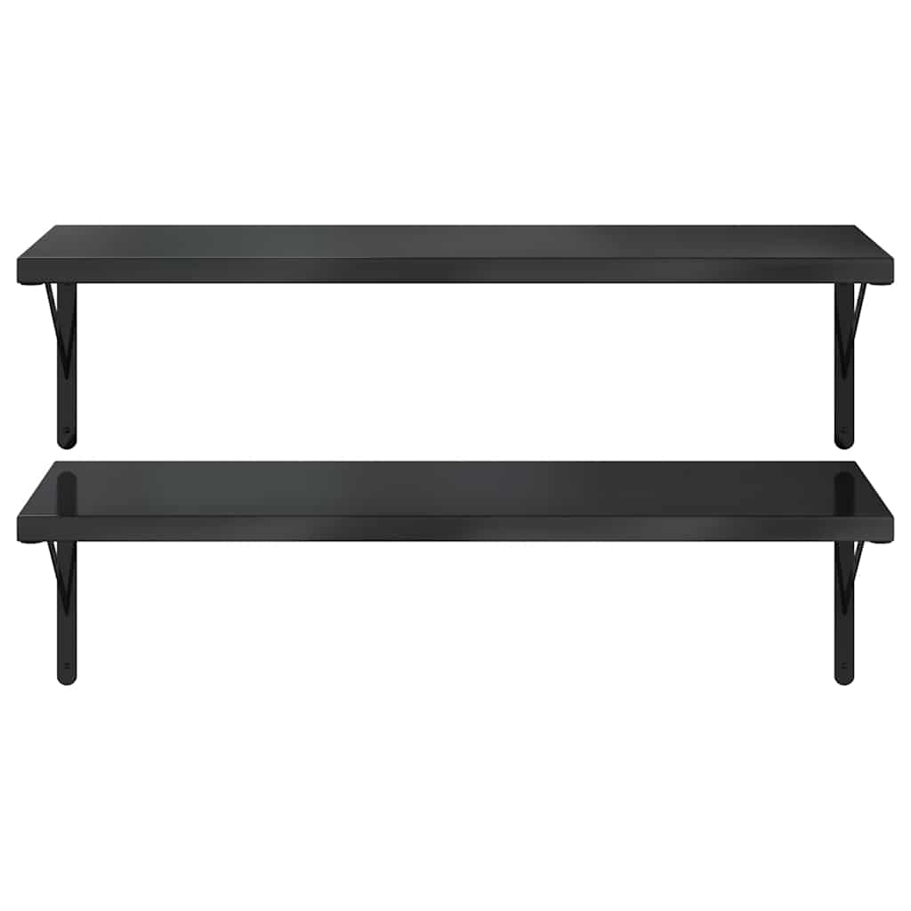 Wandschappen 2 St Roestvrijstaal 100 x 40 cm Zwart