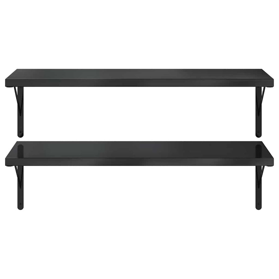 Wandschappen 2 St Roestvrijstaal 100 x 40 cm Zwart