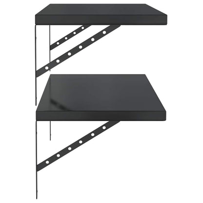 Wandschappen 2 St Roestvrijstaal 100 x 40 cm Zwart
