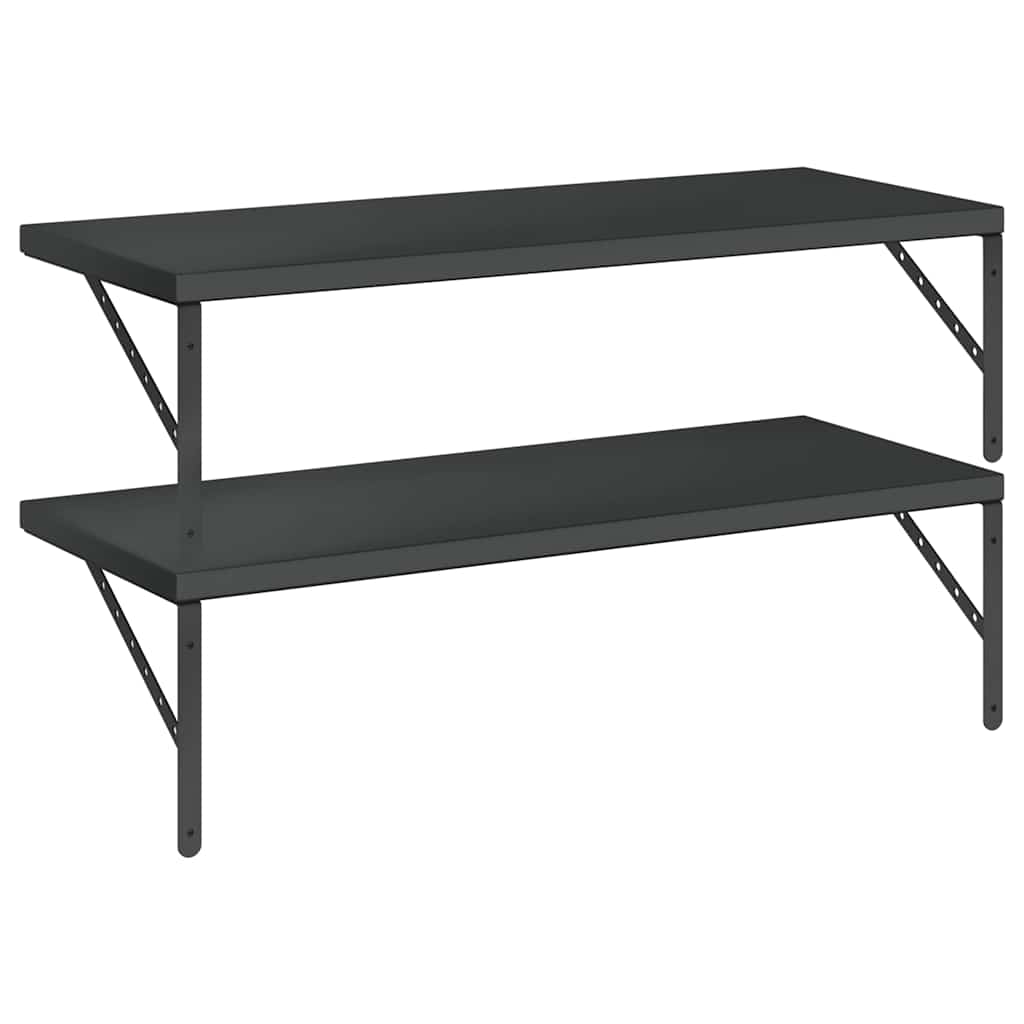 Wandschappen 2 St Roestvrijstaal 100 x 40 cm Zwart