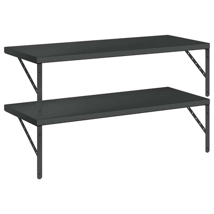 Wandschappen 2 St Roestvrijstaal 100 x 40 cm Zwart