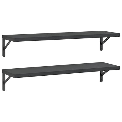 Wandschappen 2 St Roestvrijstaal 100 x 30 cm Zwart