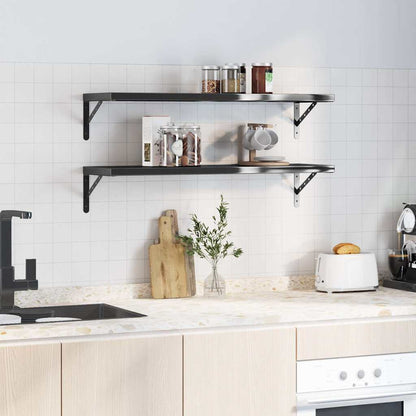 Wandschappen 2 St Roestvrijstaal 100 x 30 cm Zwart