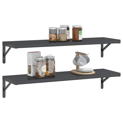 Wandschappen 2 St Roestvrijstaal 100 x 30 cm Zwart