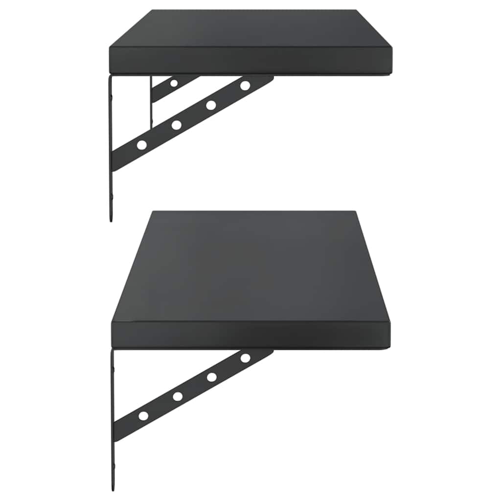 Wandschappen 2 St Roestvrijstaal 100 x 30 cm Zwart