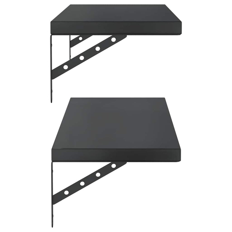 Wandschappen 2 St Roestvrijstaal 100 x 30 cm Zwart