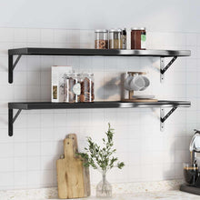 Wandschappen 2 St Roestvrijstaal 100 x 30 cm Zwart