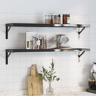 Wall shelves 2 pcs 100x23.5 cm stainless steel black
