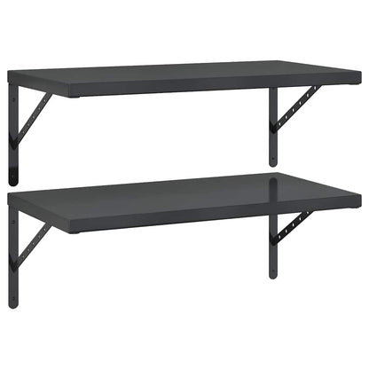 Wandschappen 2 St Roestvrijstaal 75 x 40 cm Zwart