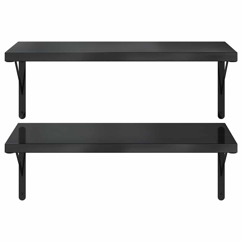 Wandschappen 2 St Roestvrijstaal 75 x 40 cm Zwart