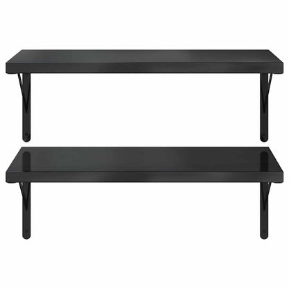 Wandschappen 2 St Roestvrijstaal 75 x 40 cm Zwart