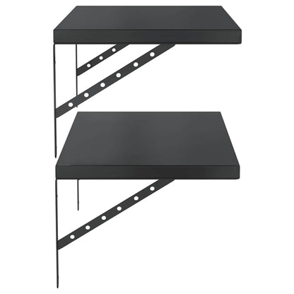 Wandschappen 2 St Roestvrijstaal 75 x 40 cm Zwart
