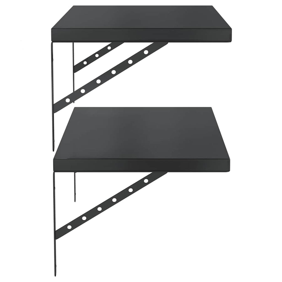 Wandschappen 2 st 75x40 cm roestvrijstaal zwart