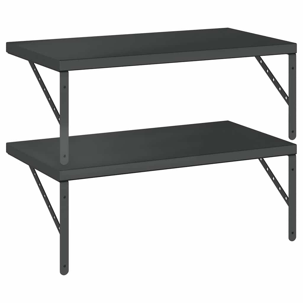 Wandschappen 2 St Roestvrijstaal 75 x 40 cm Zwart