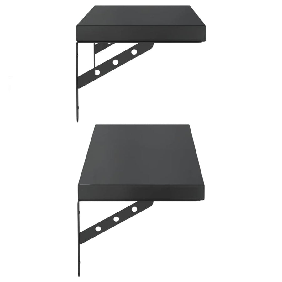 Wandschappen 2 st 75x23,5 cm roestvrijstaal zwart