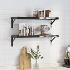 Wall shelves 2 pcs 75x23.5 cm stainless steel black