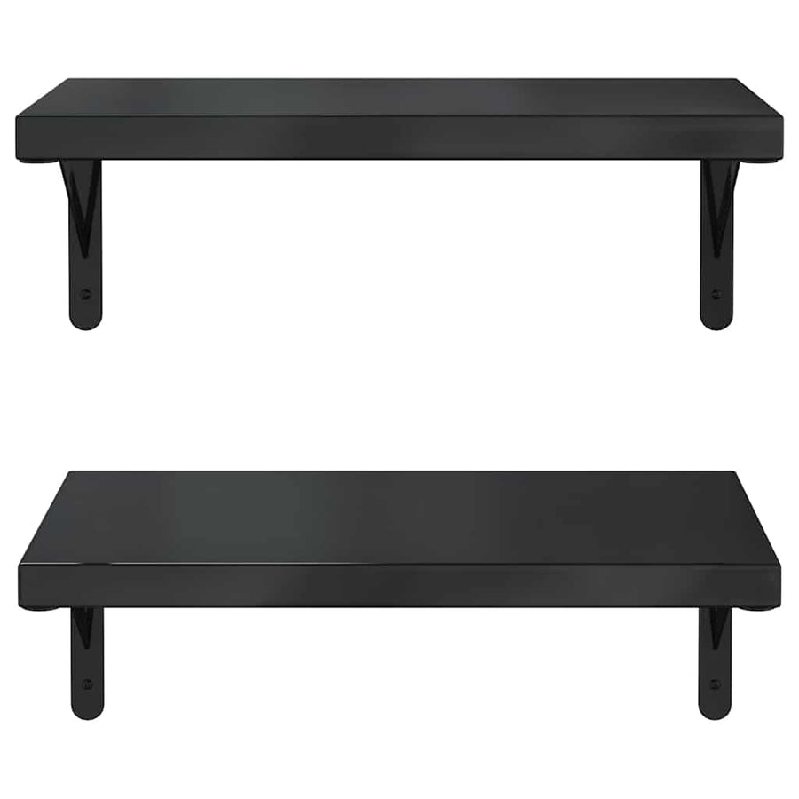 Wandschappen 2 St Roestvrijstaal 50 x 30 cm Zwart