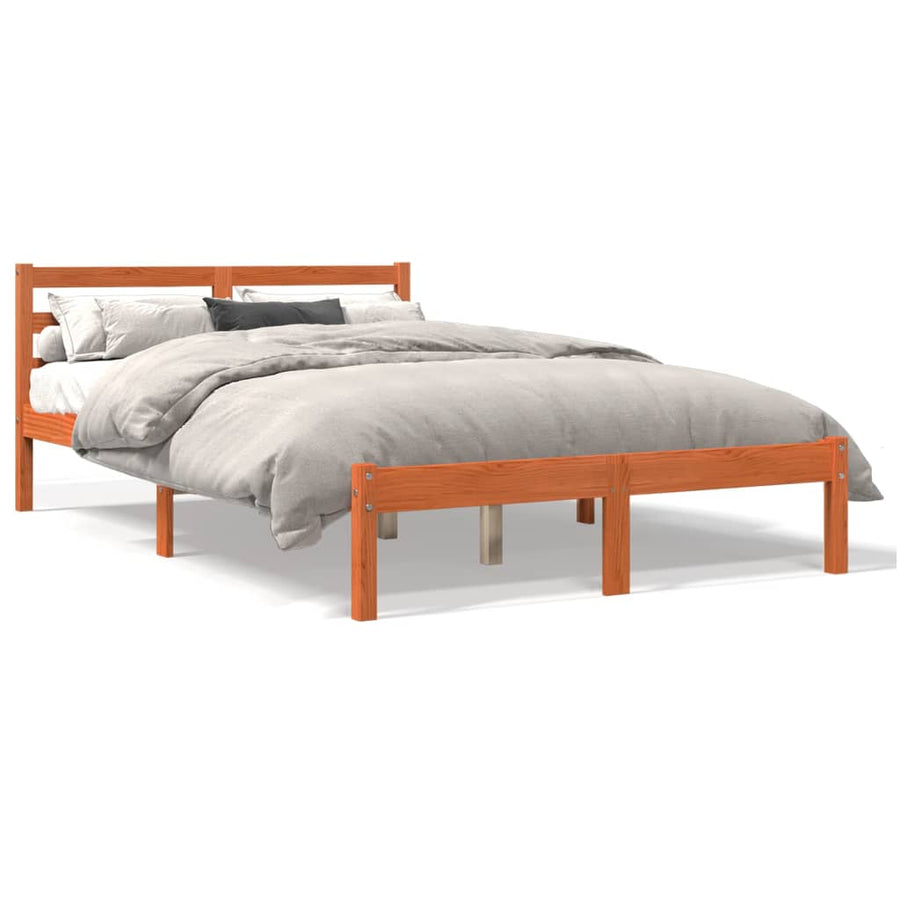 Bedframe massief grenenhout 150 x 200 cm Wasbruin