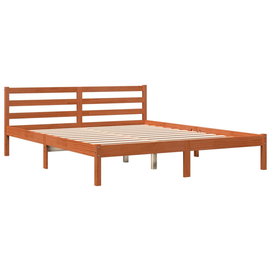 Bedframe massief grenenhout wasbruin 200x200 cm 200 x 200 cm Wasbruin