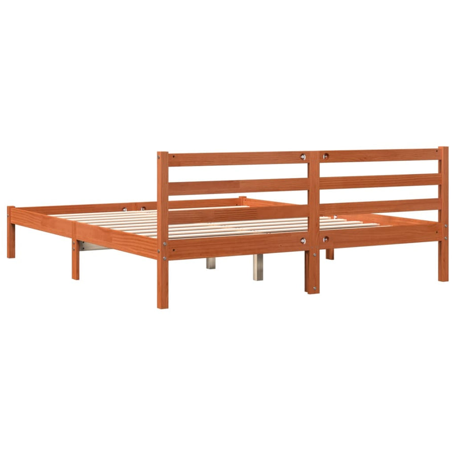 Bedframe massief grenenhout wasbruin 200x200 cm 200 x 200 cm Wasbruin