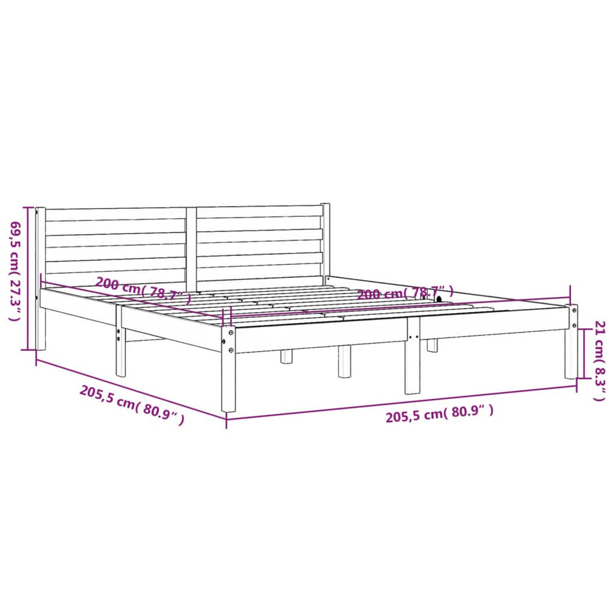 Bedframe massief grenenhout wasbruin 200x200 cm 200 x 200 cm Wasbruin