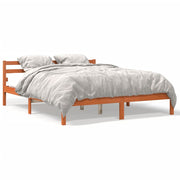 Bedframe massief grenenhout wasbruin 200x200 cm
