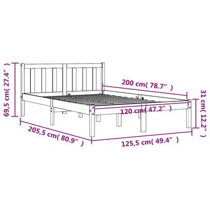Bedframe Massief Grenenhout Wasbruin 120X200 Cm