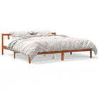 Bedframe massief grenenhout wasbruin 200x200 cm