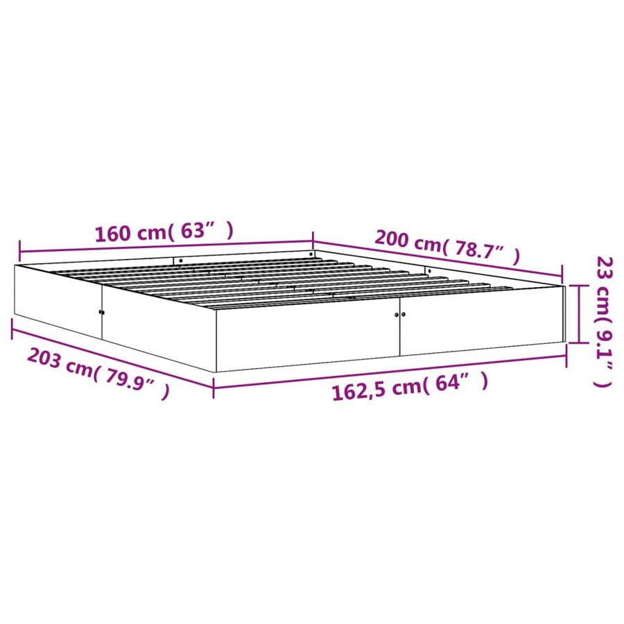 Bedframe Massief Grenenhout Wasbruin 160X200 Cm