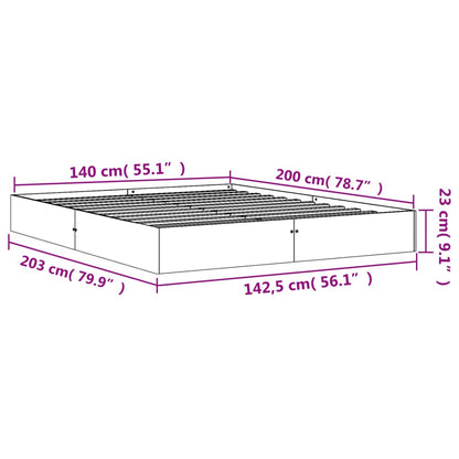 Bedframe Massief Grenenhout Wasbruin 140X200 Cm