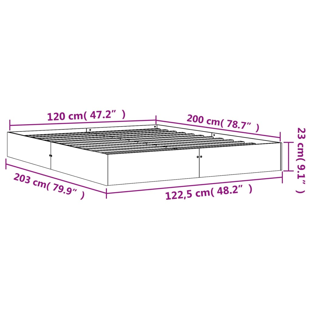 Bedframe Massief Grenenhout Wasbruin 120X200 Cm